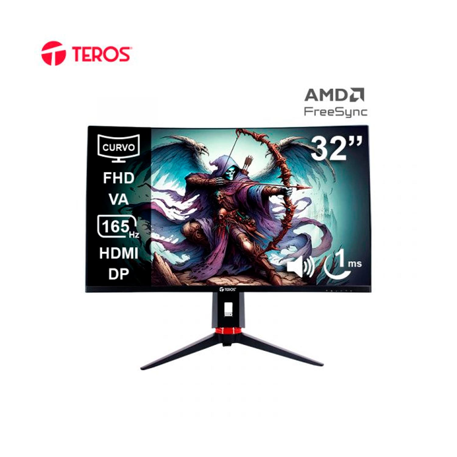 MONITOR TEROS GAMING CURVO 31.5" FHD VA 1MS 165Hz HDMI DP