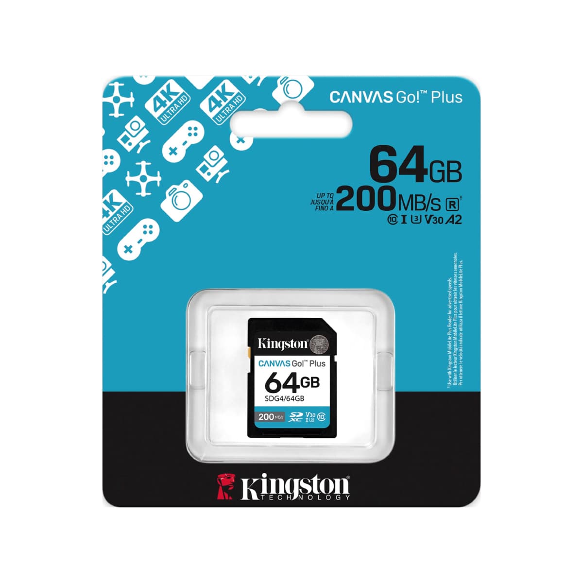 TARJETA DE MEMORIA SD KINGSTON 256GB SDXC CANVAS GO PLUS GEN4 200MB/s