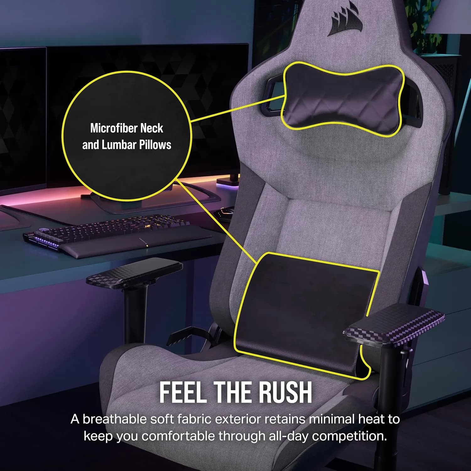CORSAIR SILLA T3RUSH GRAY/CHARCOAL