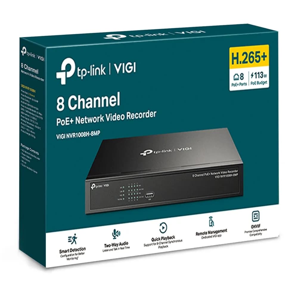 NVR Tp-link VIGI 1008H-MP 8pt POE+ 1Sata ONVIF