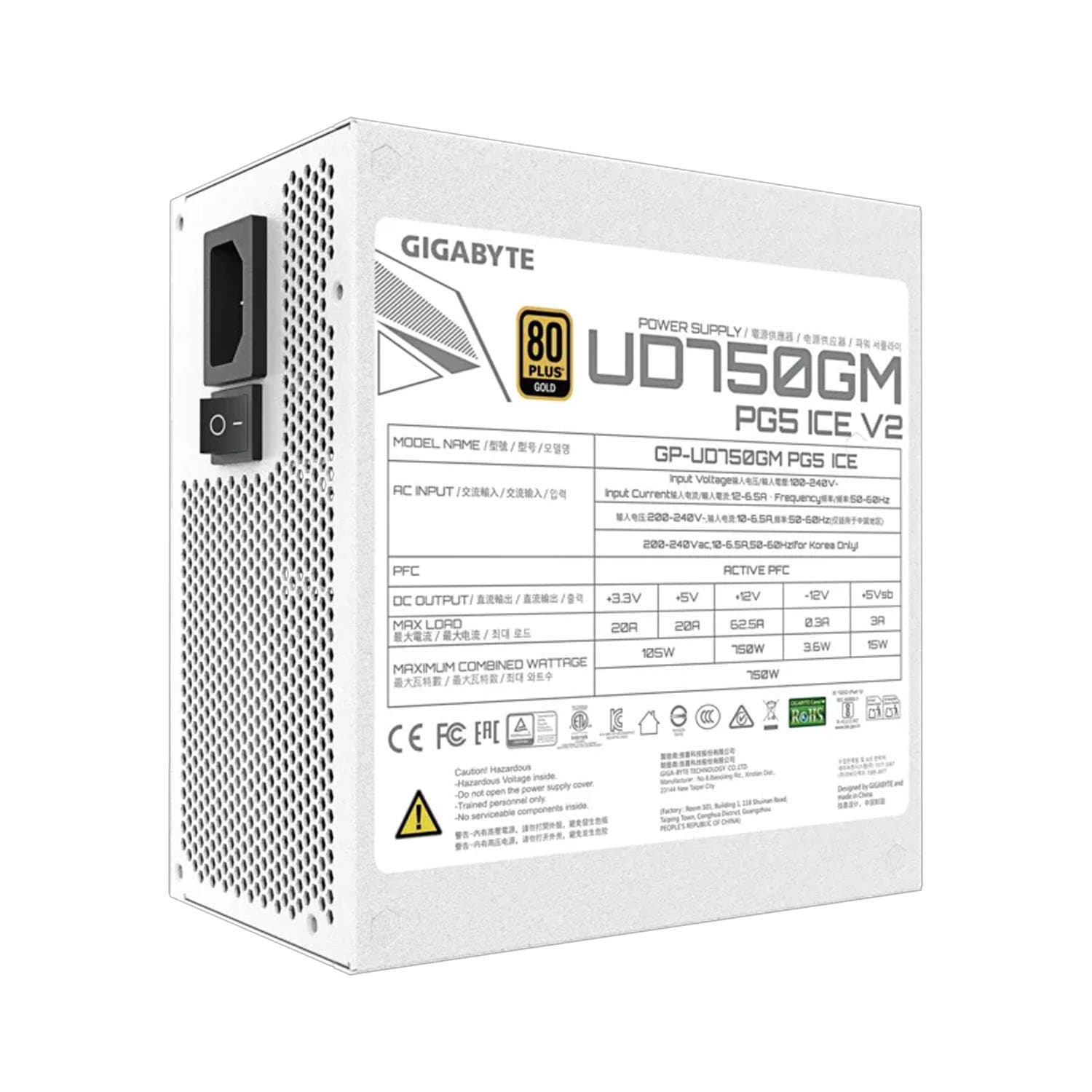 FUENTE GIGABYTE 750W 80 PLUS GOLD PG5 ICE BLANCA