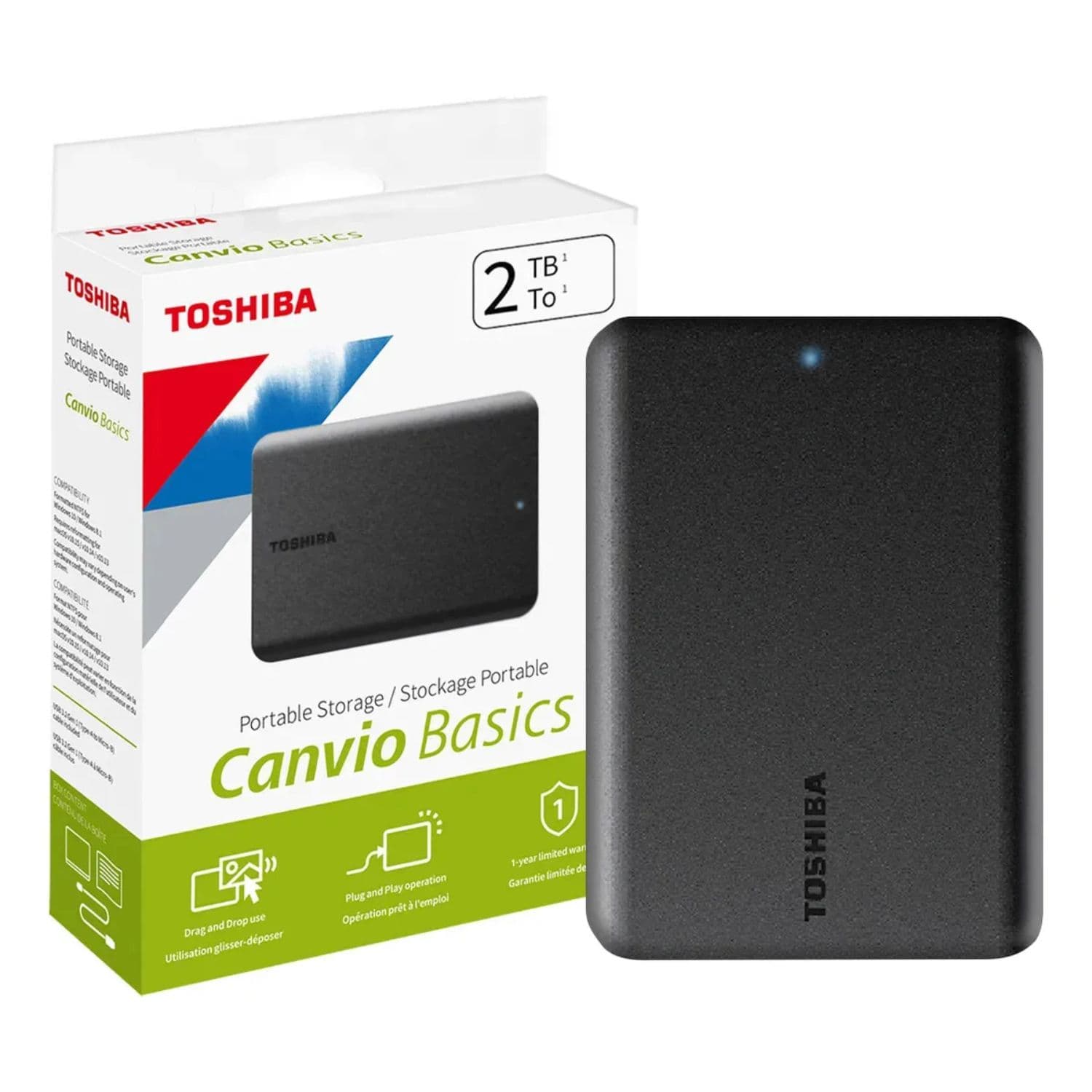 Toshiba Canvio Basics 2TB Negro USB 3.2 Portátil HDTB520XK3AAU