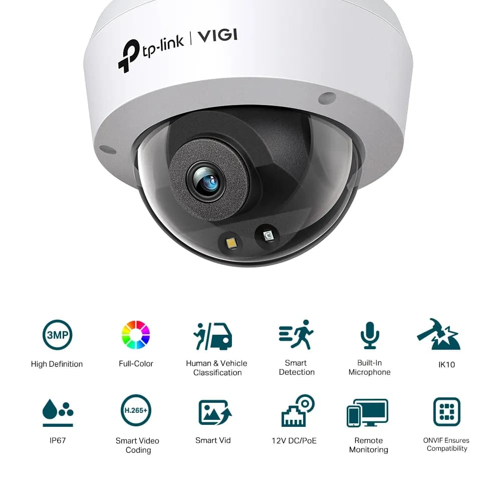 Camara Tp-link VIGI C230 3MP Domo IK10 IP67