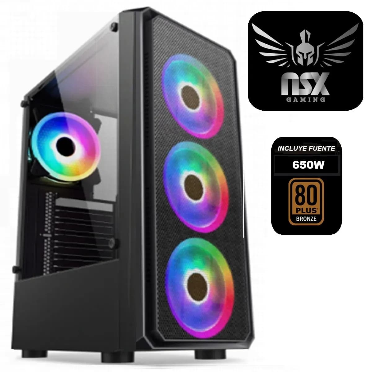 NSX GABINETE GAMER 902M + FUENTE 650w 80+ BR