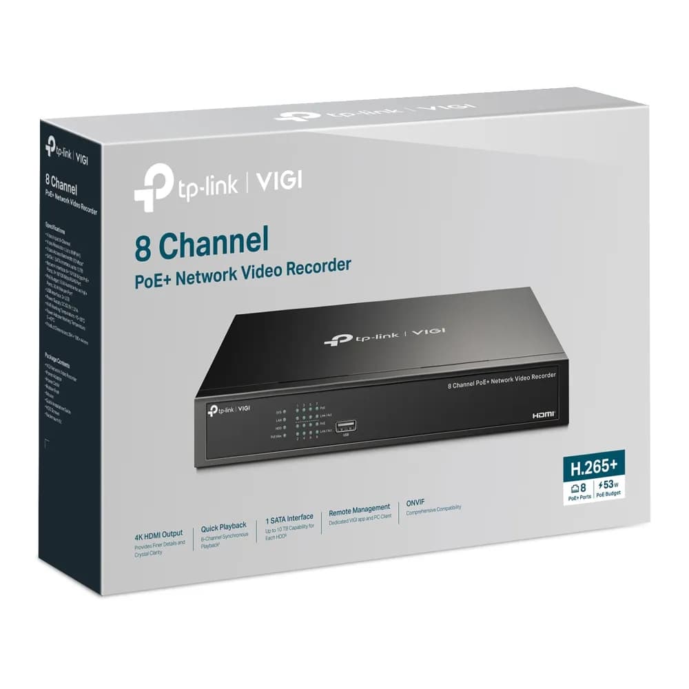 NVR Tp-link VIGI 1008H-8P 8pt Poe ONVIF